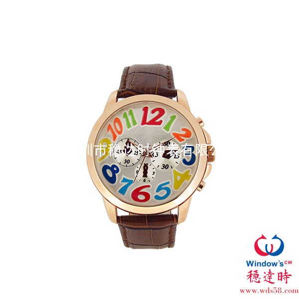 玫瑰金色時尚皮帶手表