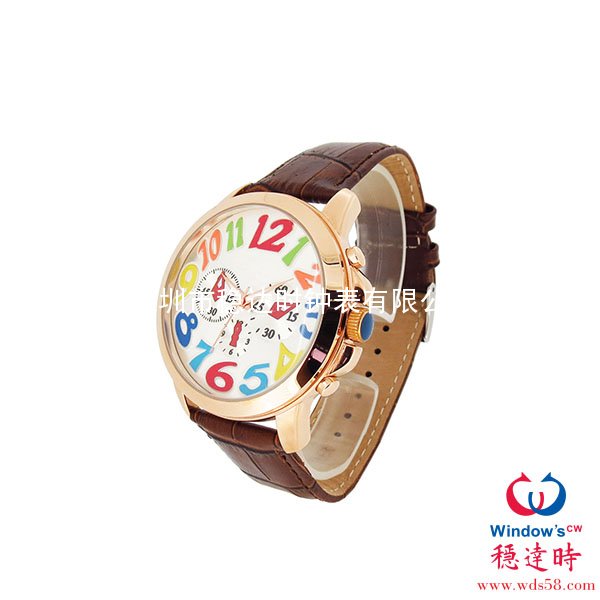 玫瑰金色時尚皮帶手表