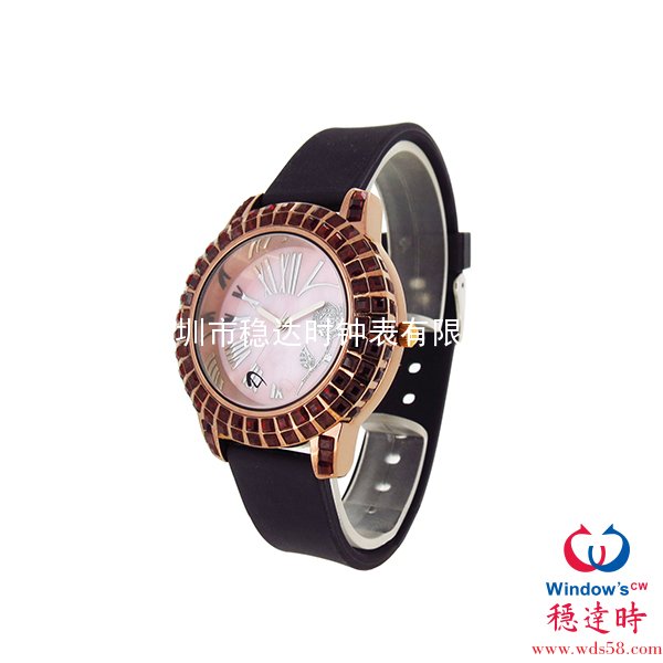 皮帶手表鑲方形石仔