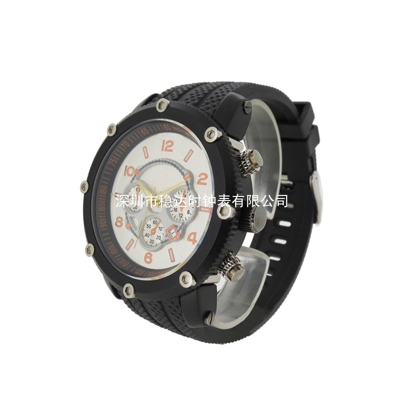 穩(wěn)達(dá)時大圓表盤優(yōu)質(zhì)PVC表帶休閑運(yùn)動男式防水腕表定制