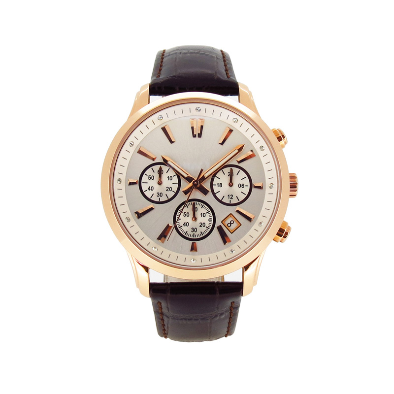 穩(wěn)達時不銹鋼真皮男士禮品手表廠家