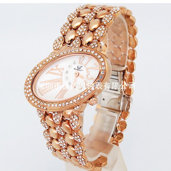 深圳禮品手表廠家批發(fā)時(shí)尚女士鑲鉆貝殼表盤手表