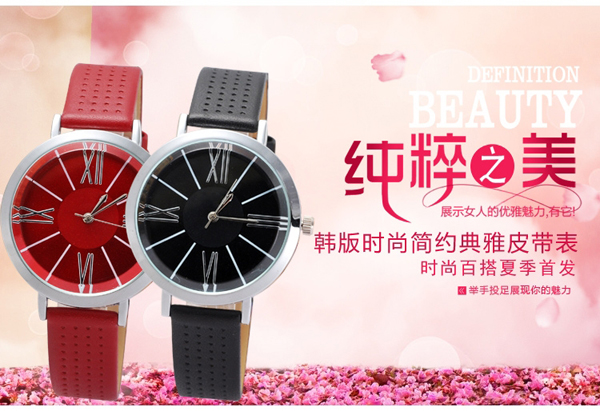 簡(jiǎn)約三針合金皮帶學(xué)生女士手表批發(fā)【穩(wěn)達(dá)時(shí)鐘表】