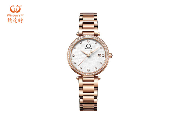 玫瑰金色鋼帶女士典雅腕表定制&mdash;&mdash;穩(wěn)達(dá)時(shí)